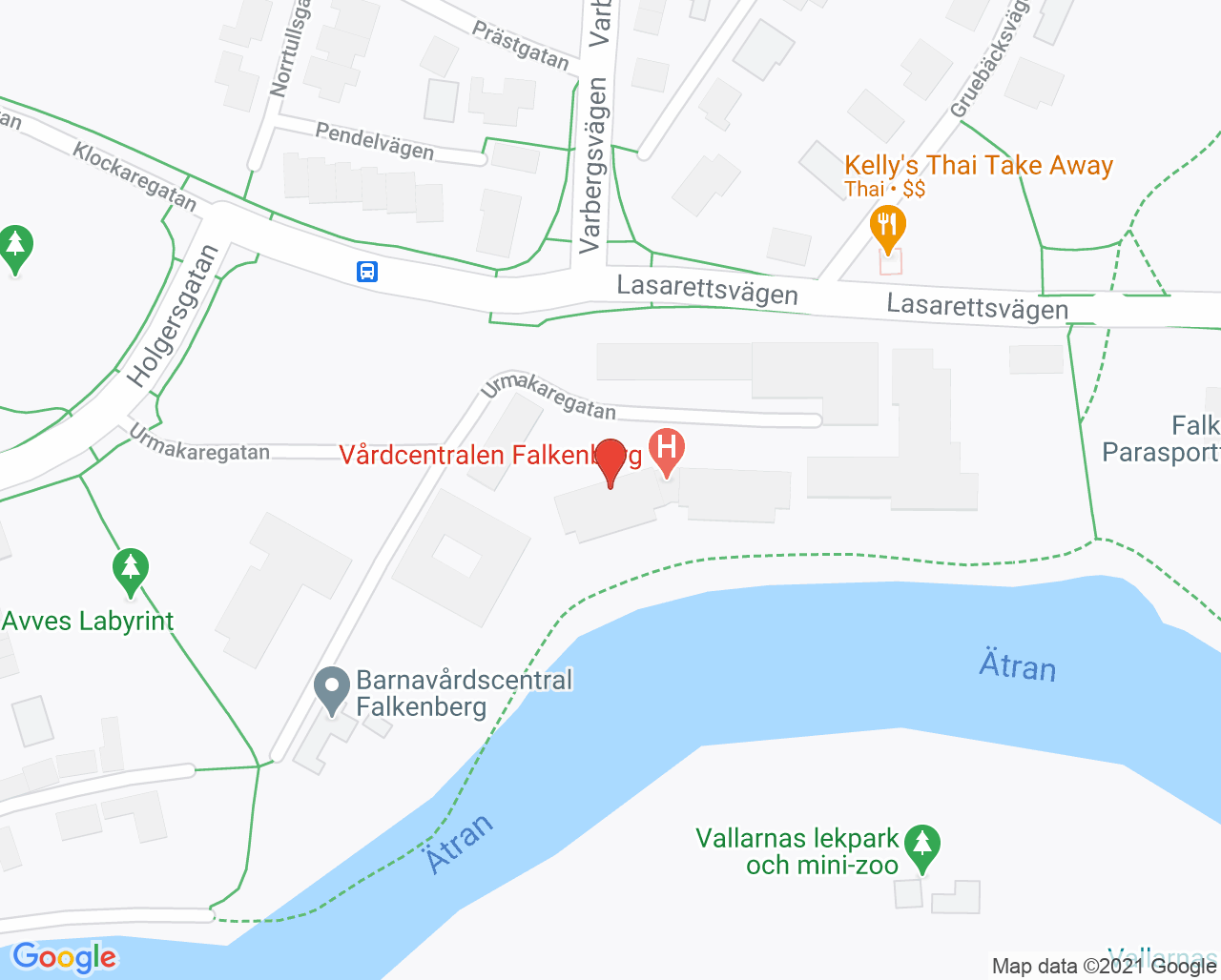 Karta till Psykologmottagningen Slöinge, Falkenberg
