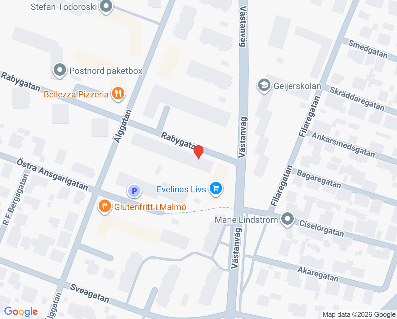 Karta till Limhamns Familjetandläkare, Limhamn