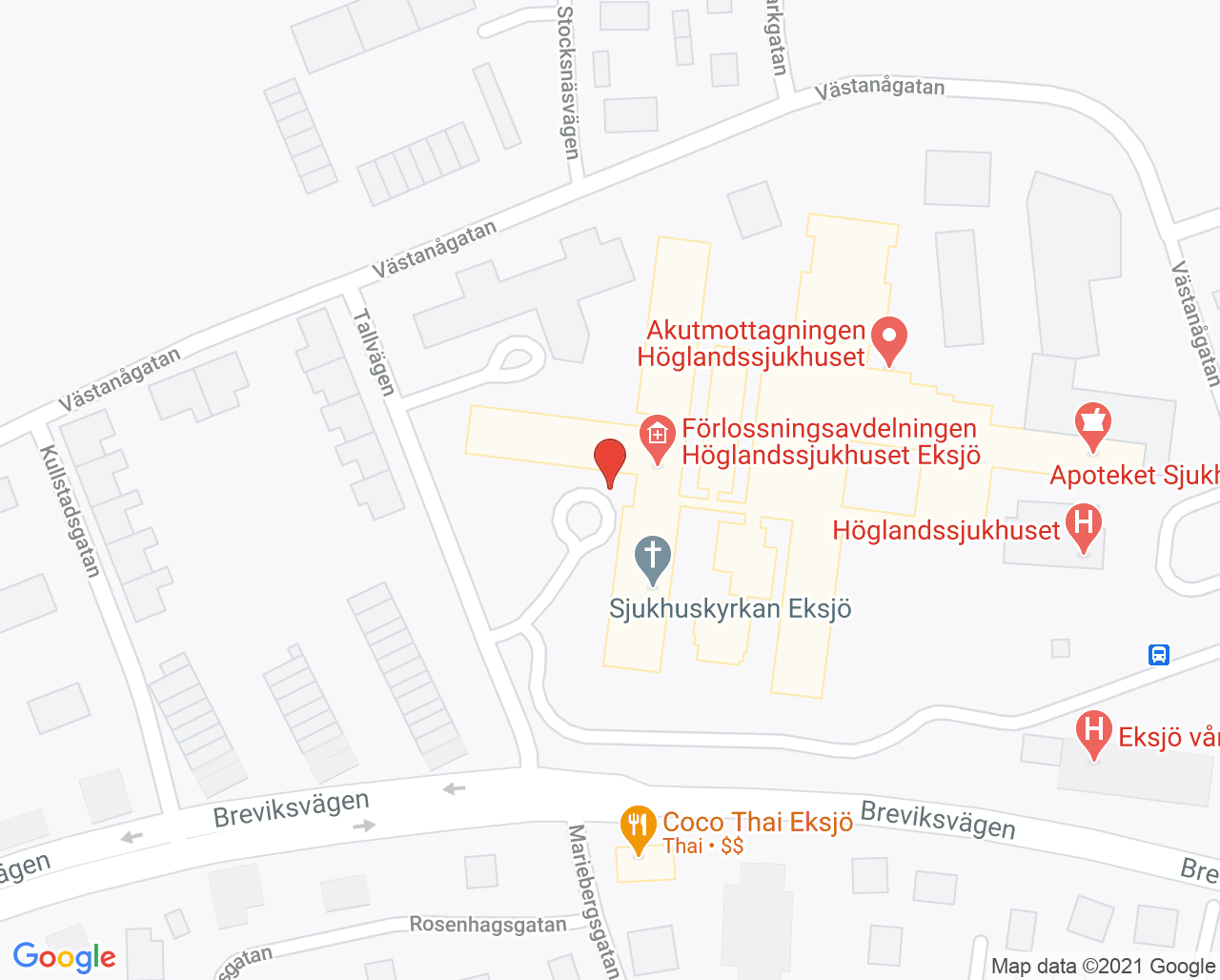 Karta till Hematologmottagningen Höglandssjukhuset Eksjö