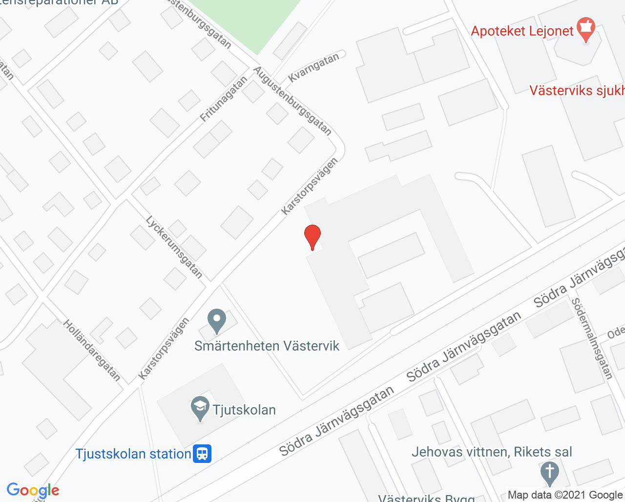 Karta till Pedagogiska hörselvården Västervik