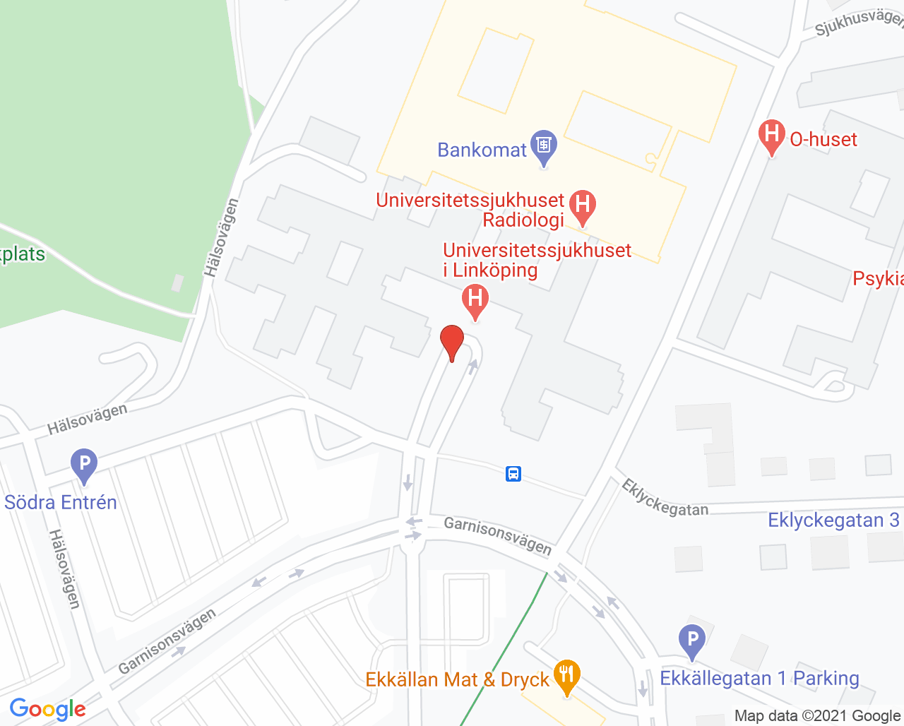 Karta till Universitetssjukhuset i Linköping