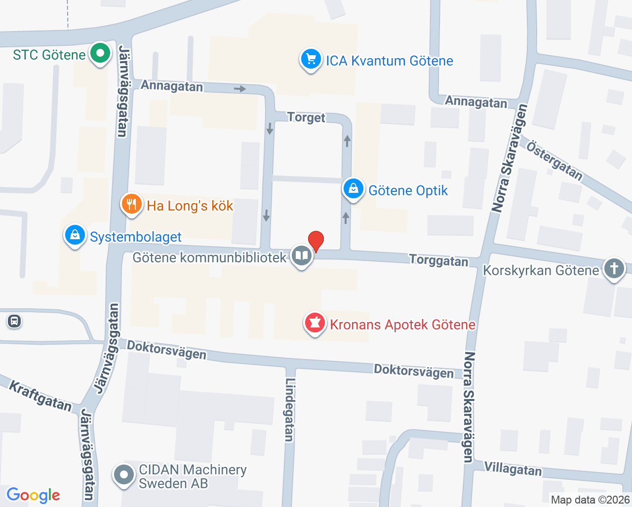 Karta till Götene ungdomsmottagning, Götene
