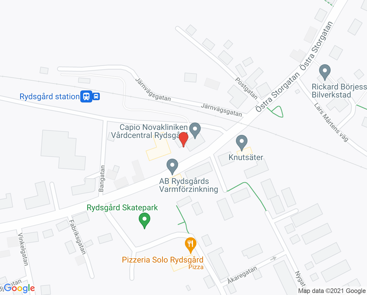 Karta till Capio Vårdcentral Rydsgård