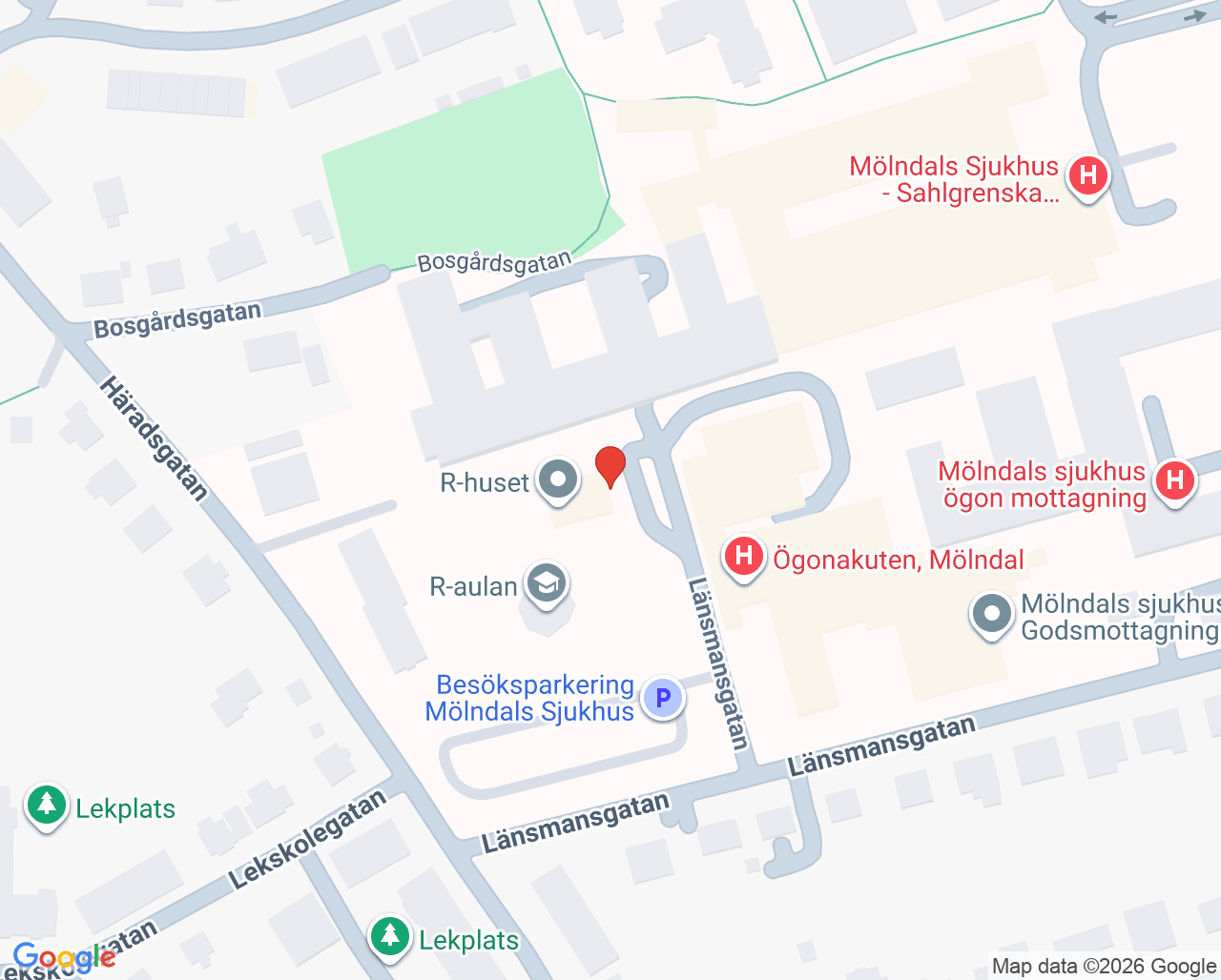 Karta till Forskningsenhet ortopedi, Mölndal