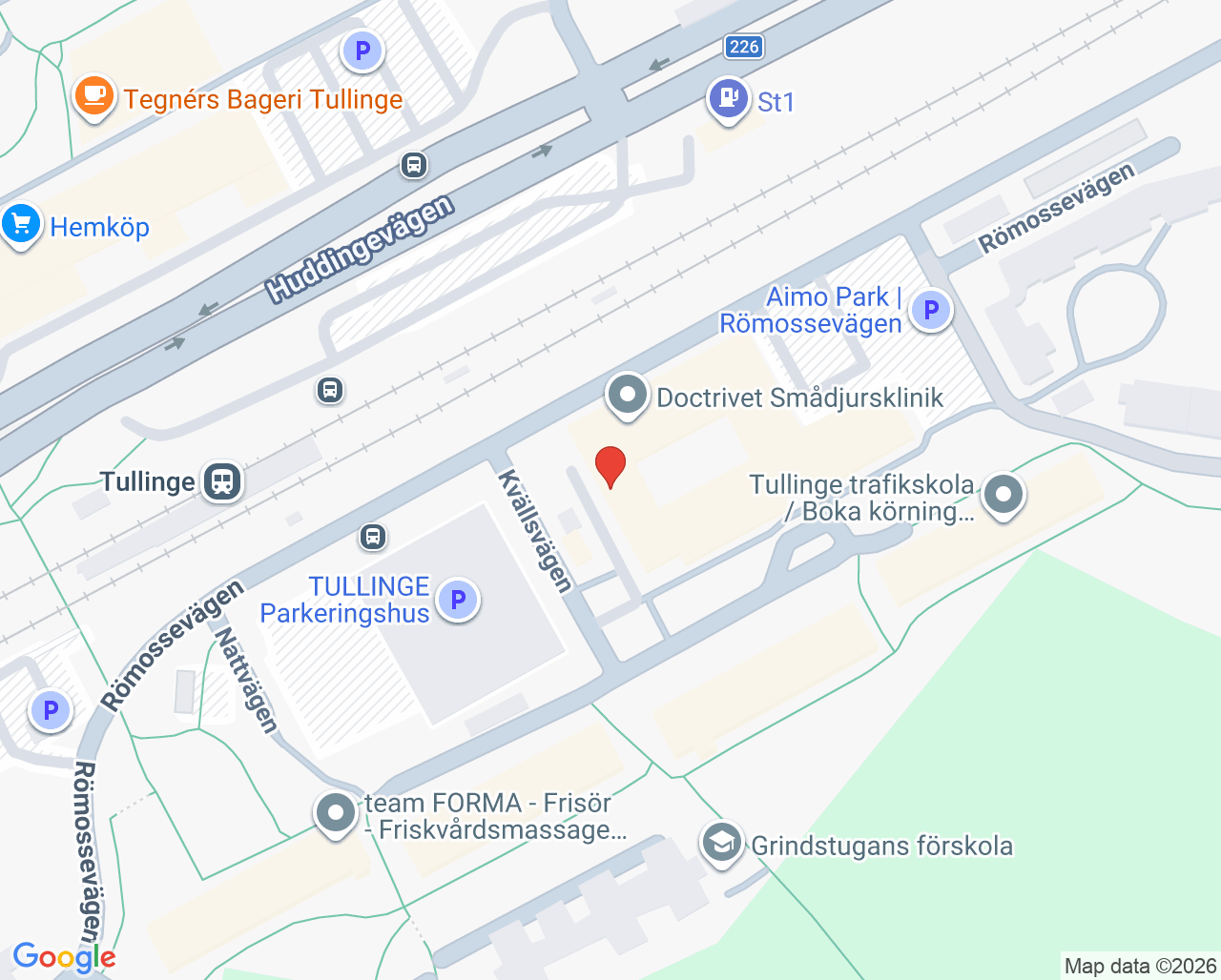 Karta till Logopedmottagningen Tullinge