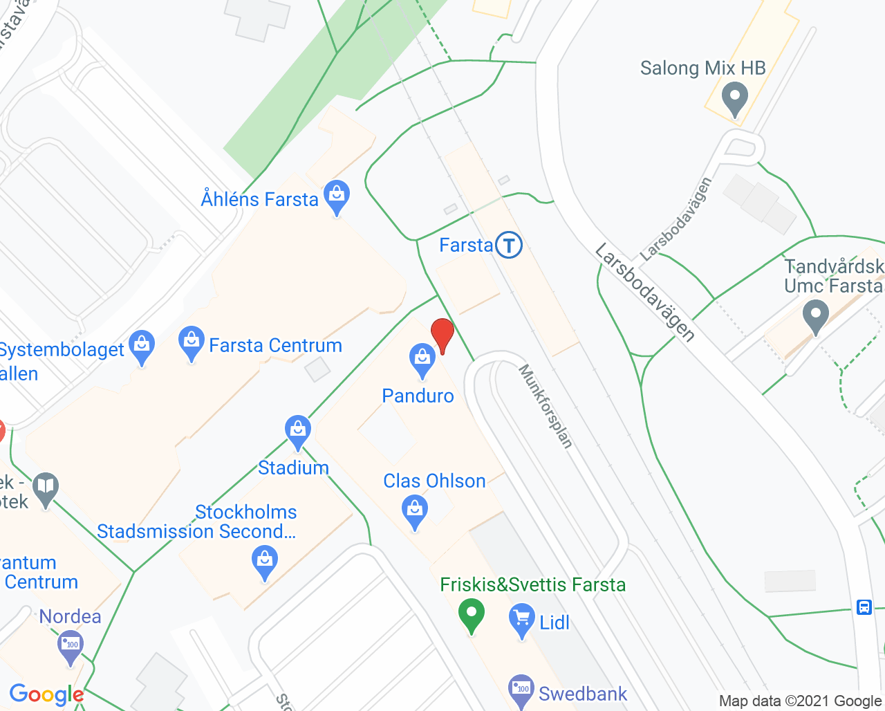 Karta till Naprapat Doktorerna, Farsta