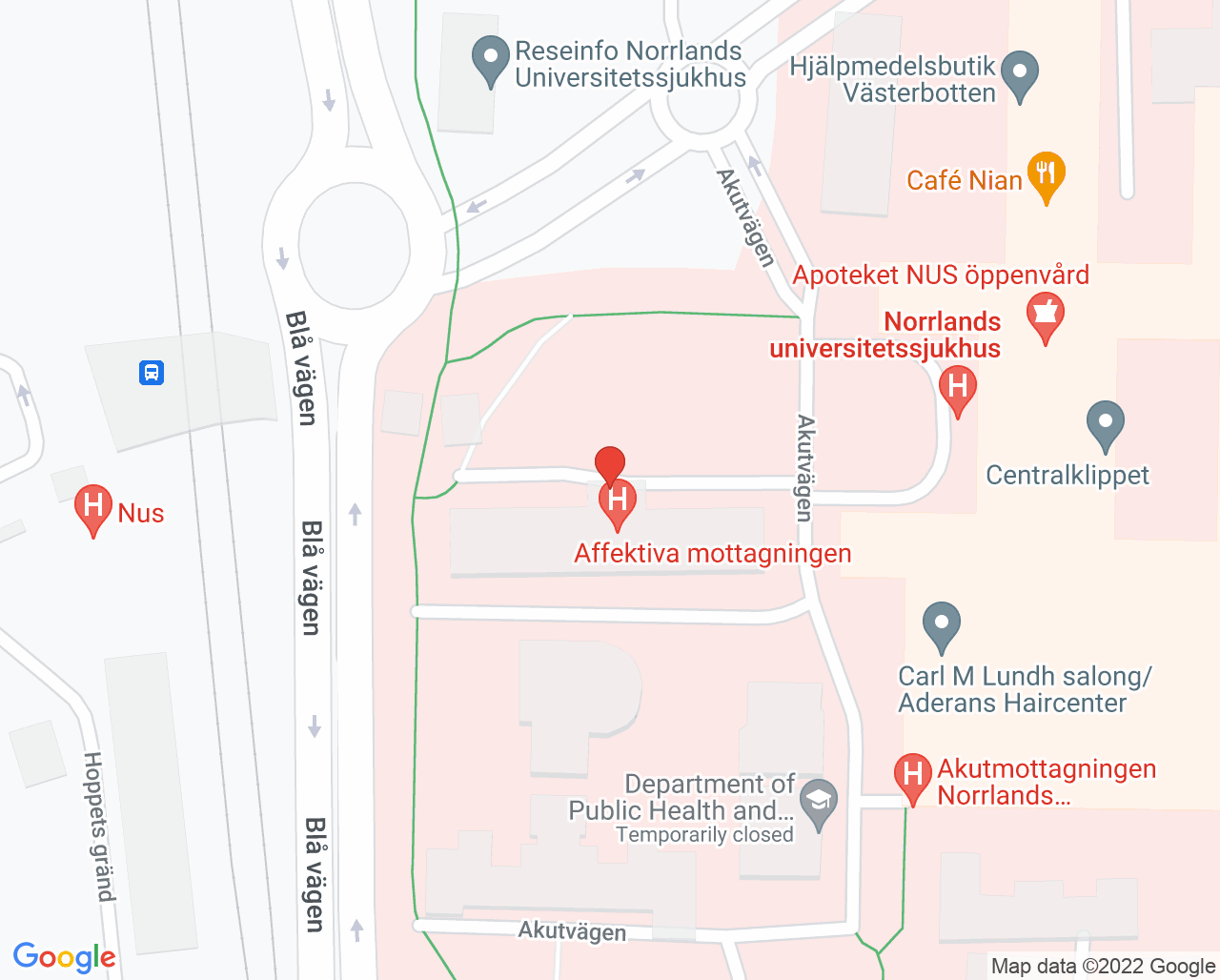Karta till Synrehabilitering Umeå