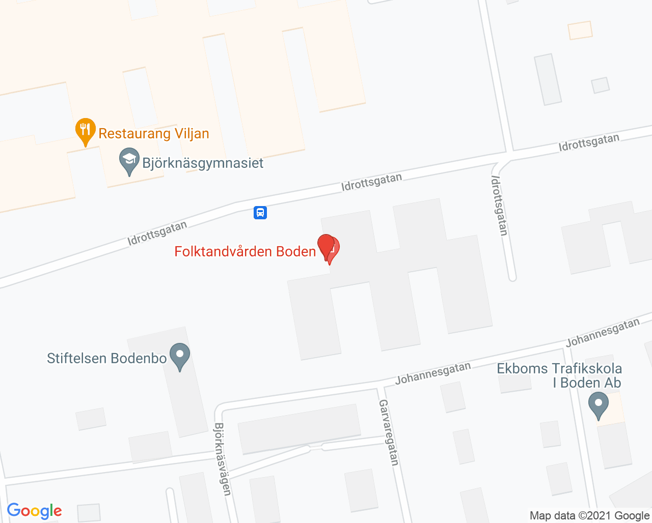 Karta till Folktandvården Boden, Björknäs