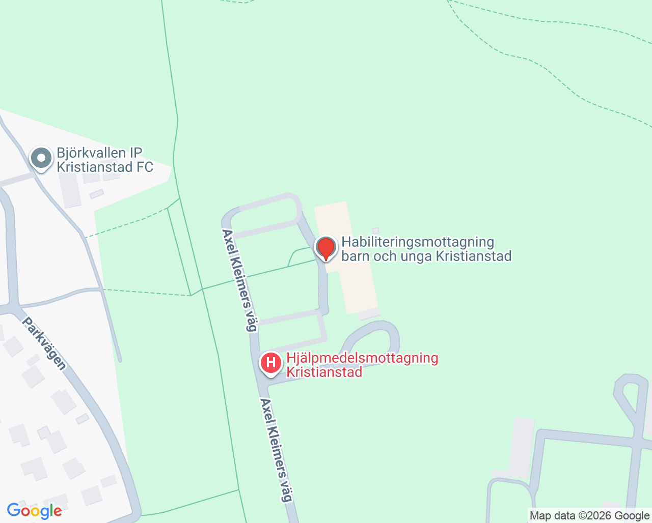 Karta till Dövmottagning vuxna Kristianstad