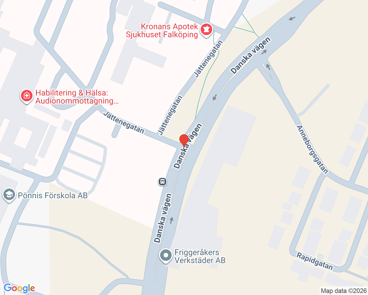 Karta till Audionommottagning Falköping, Falköping