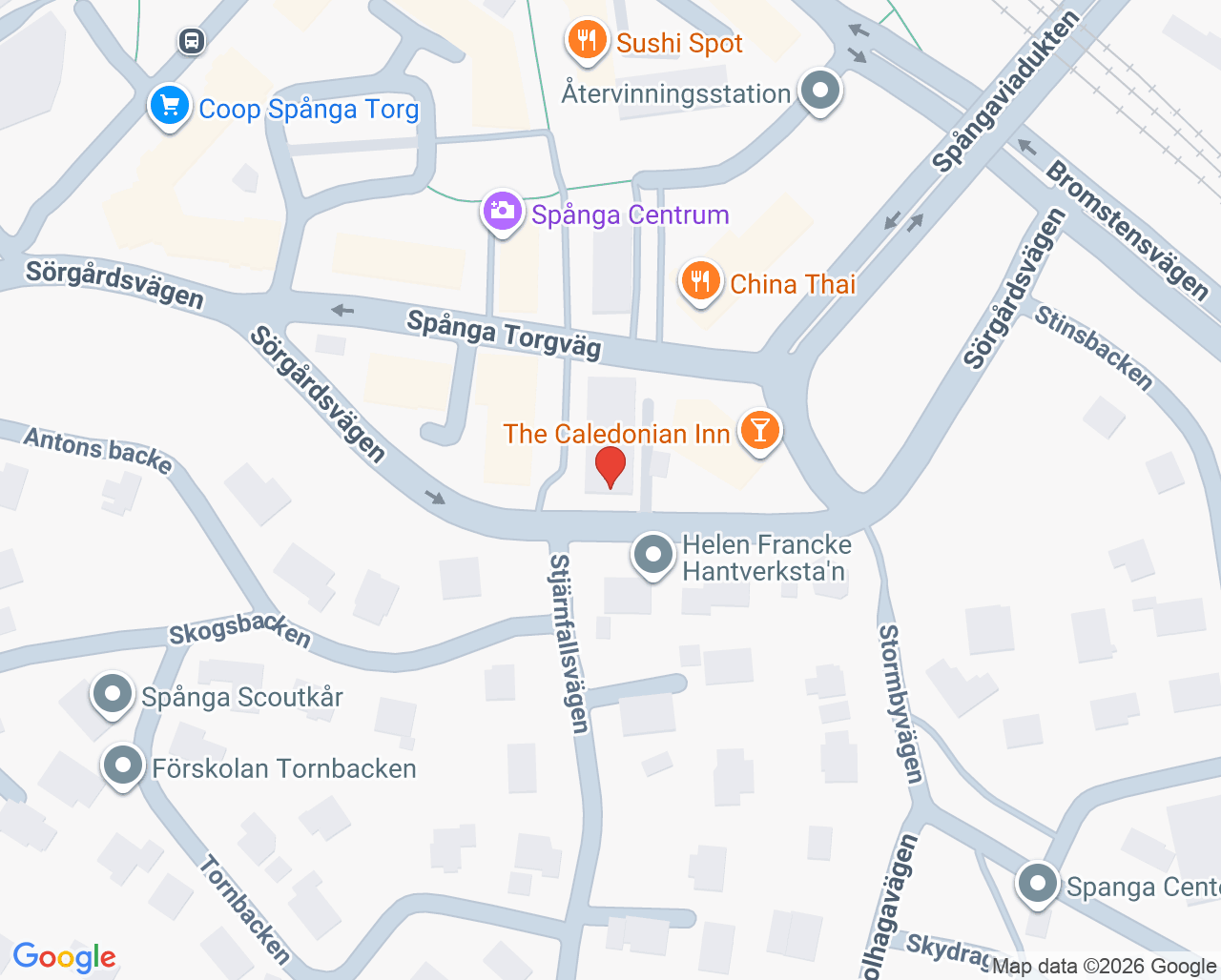 Karta till Unilabs Spånga närlaboratorium, Spånga/Tensta