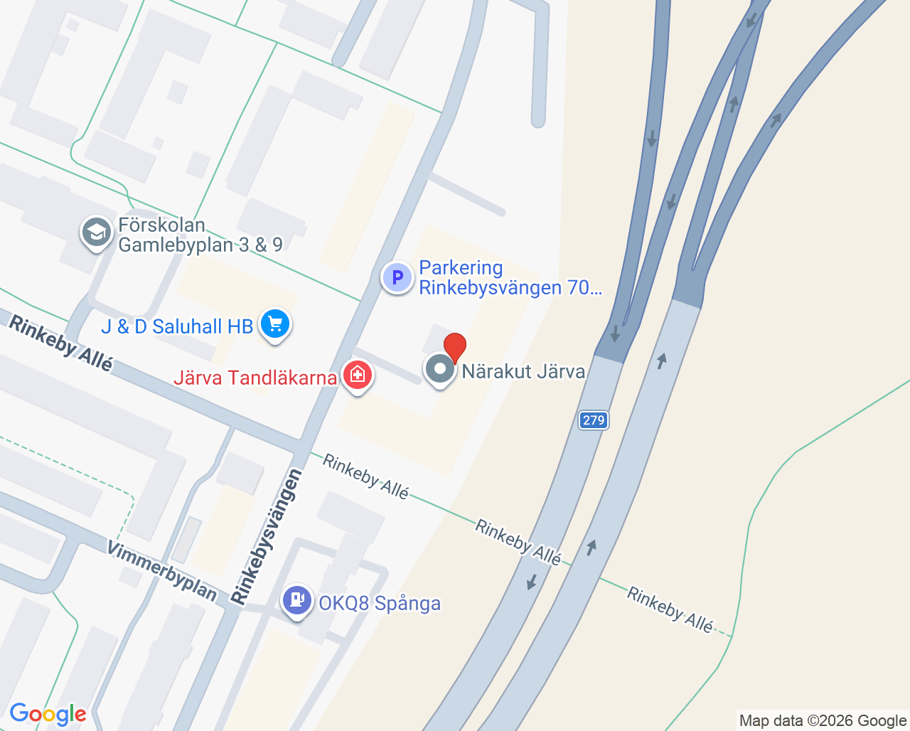 Karta till PRIMA barn- och ungdomspsykiatri Järva