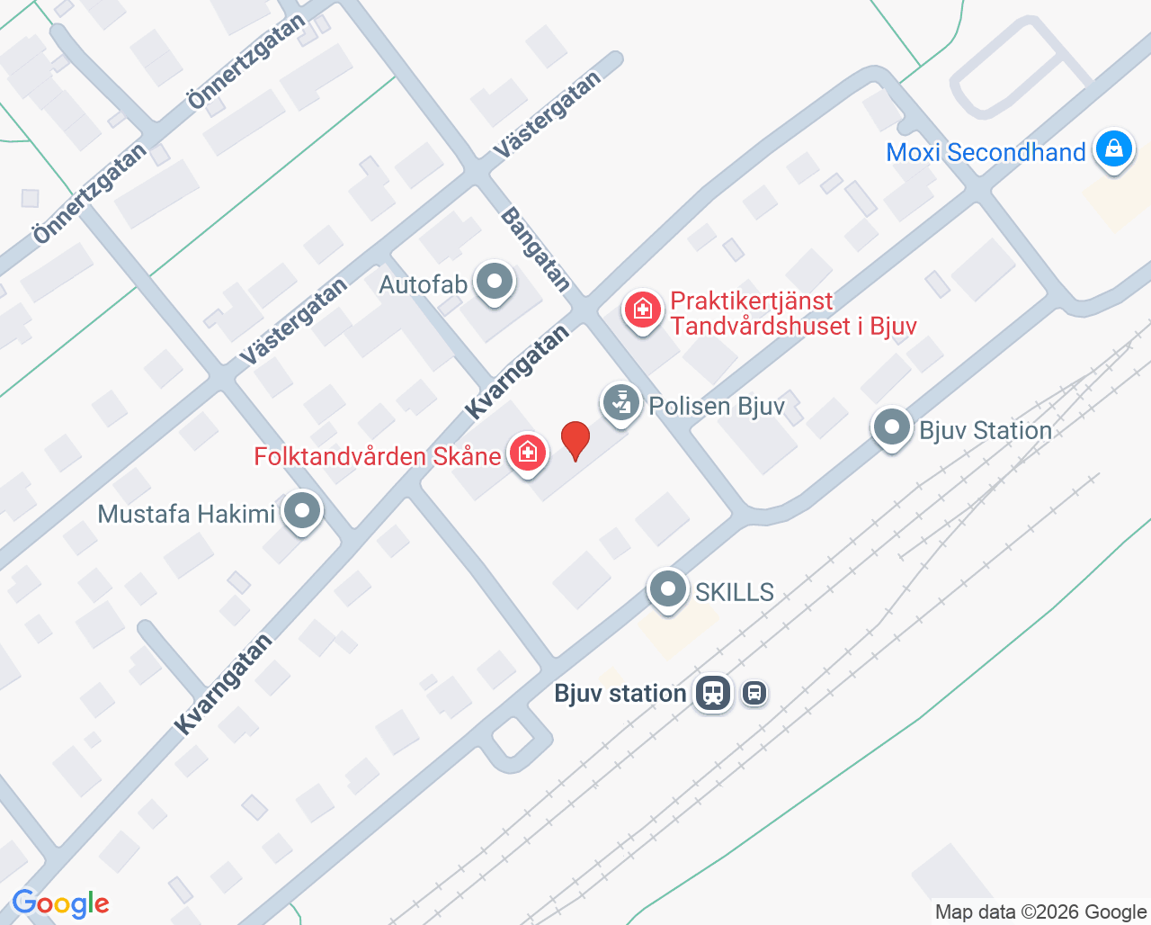 Karta till Bjuv, Folktandvården Skåne AB