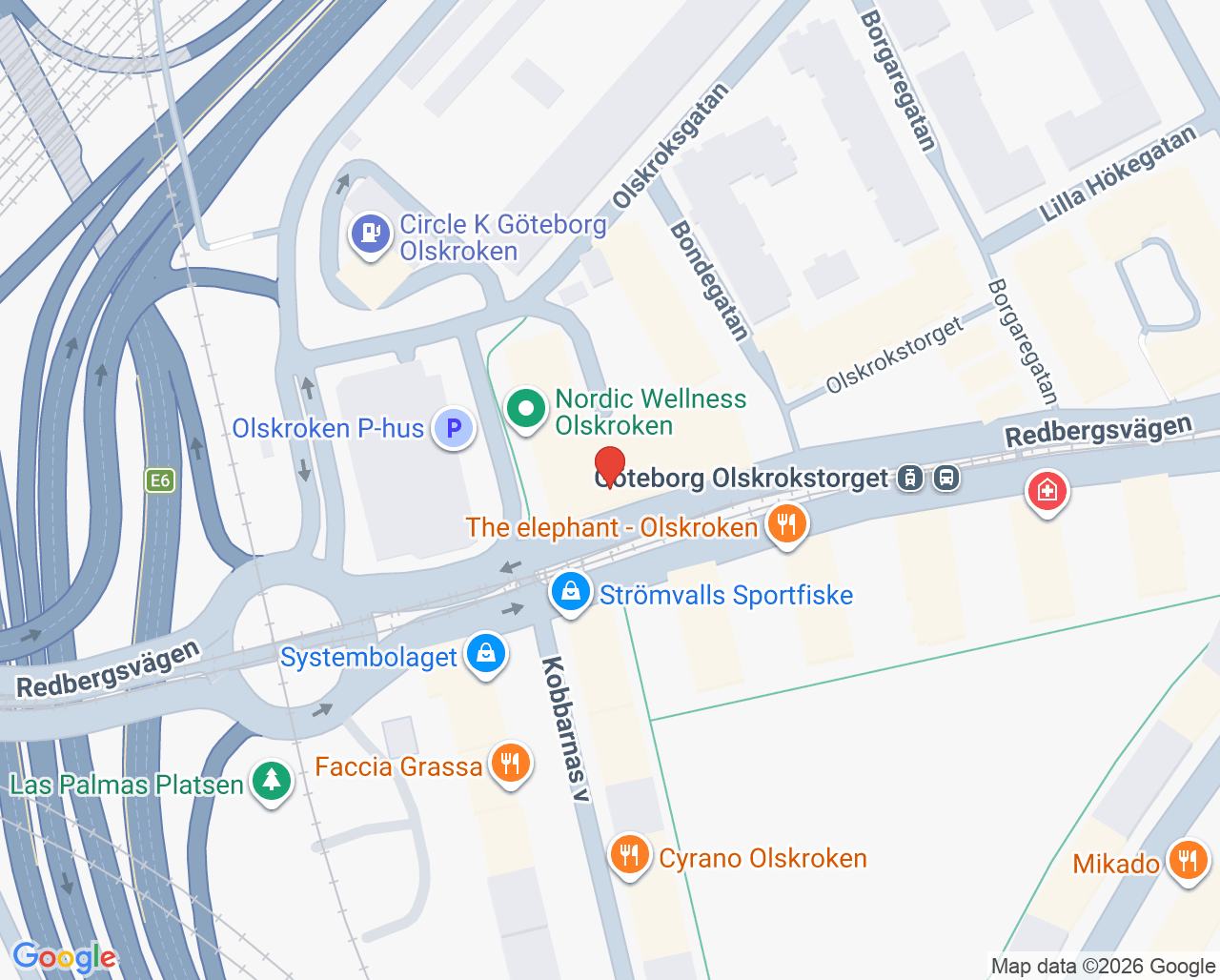 Karta till Närhälsan Olskroken vårdcentral, Göteborg