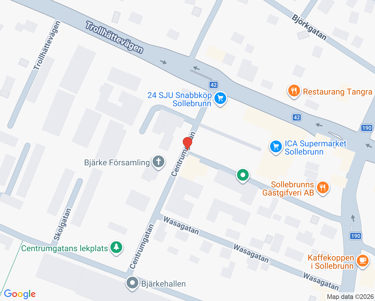 Karta till Närhälsan Sollebrunn barnavårdscentral, Sollebrunn