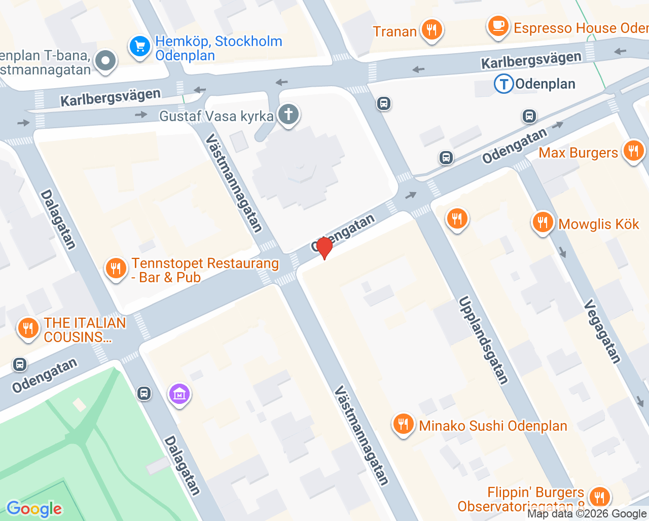 Karta till Amini Dental, Norrmalm