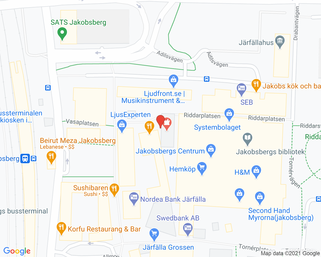 Karta till Tandhälsan Jakobsberg, Järfälla
