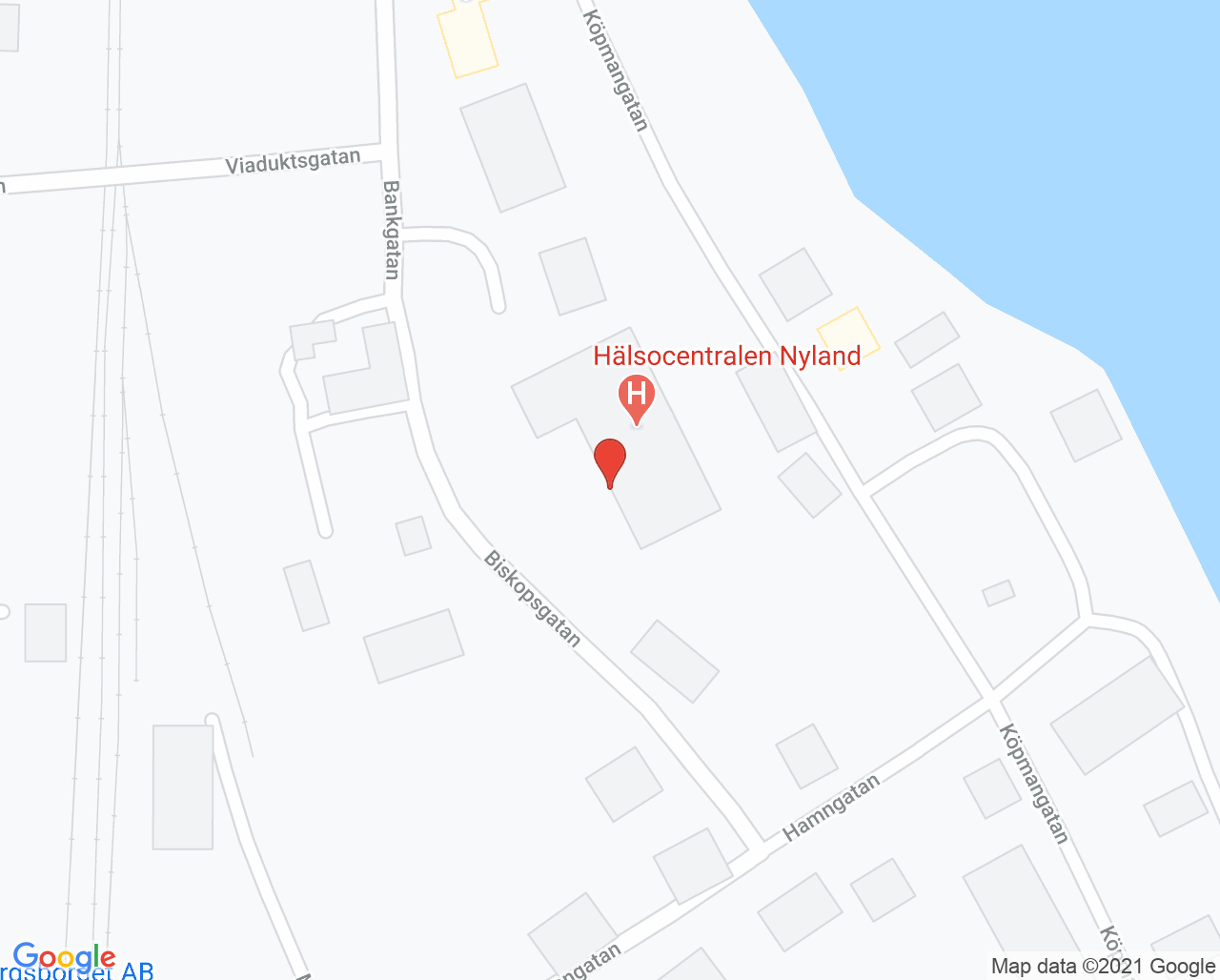 Karta till Hälsocentralen Nyland
