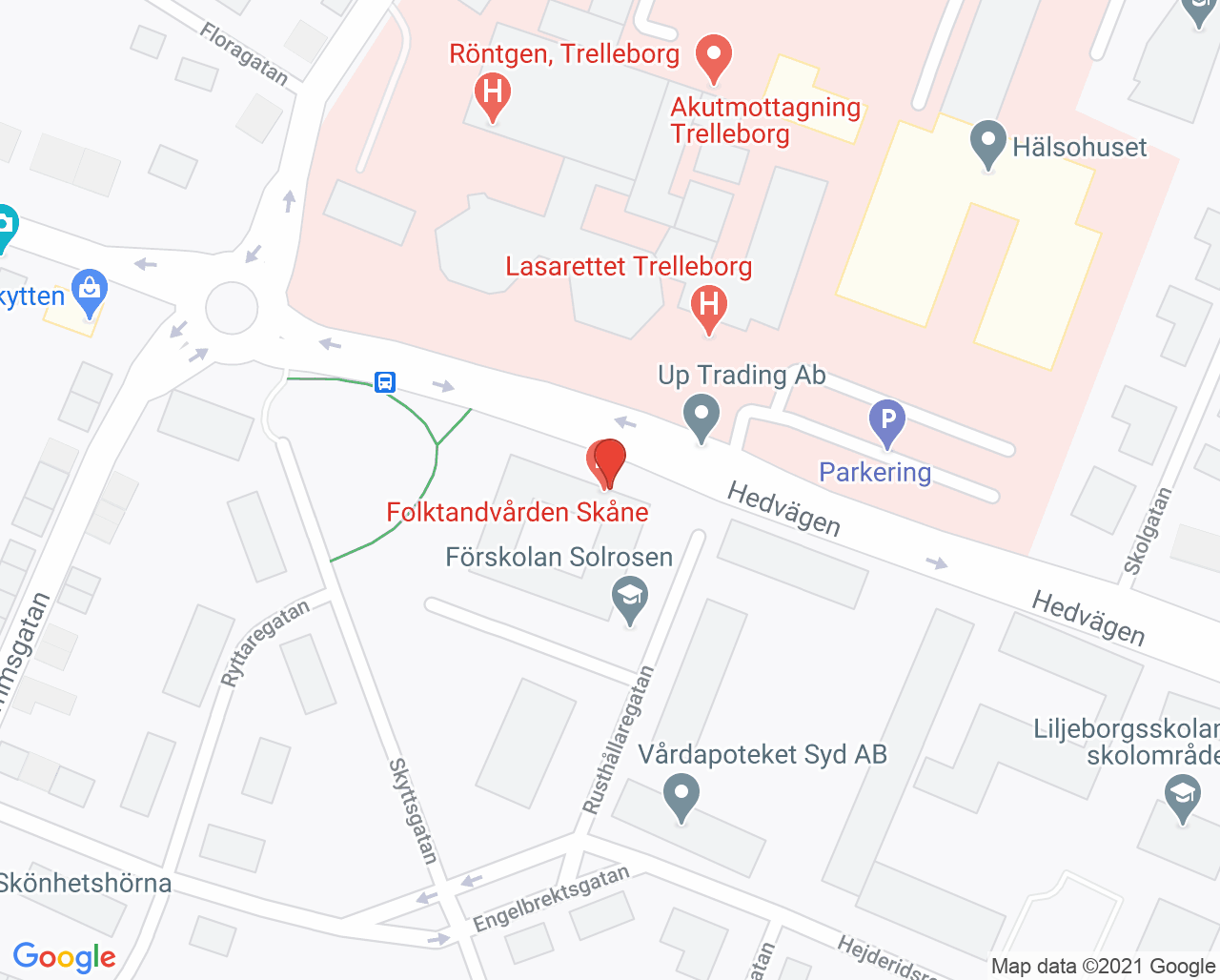 Karta till Trelleborg, Folktandvården Skåne AB