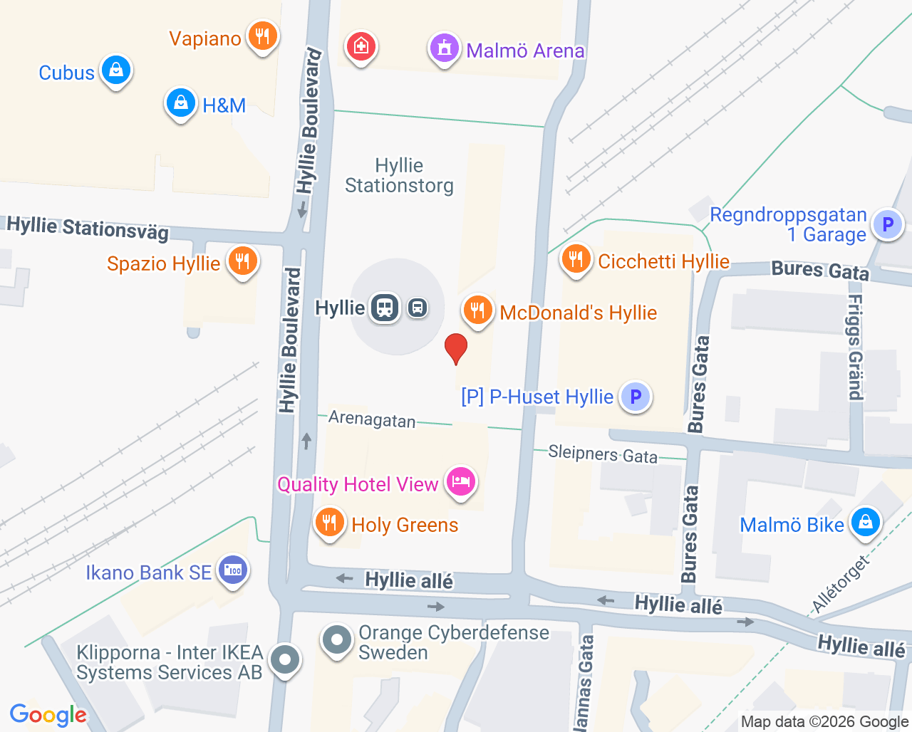 Karta till Hyllie Vårdcentral, Malmö