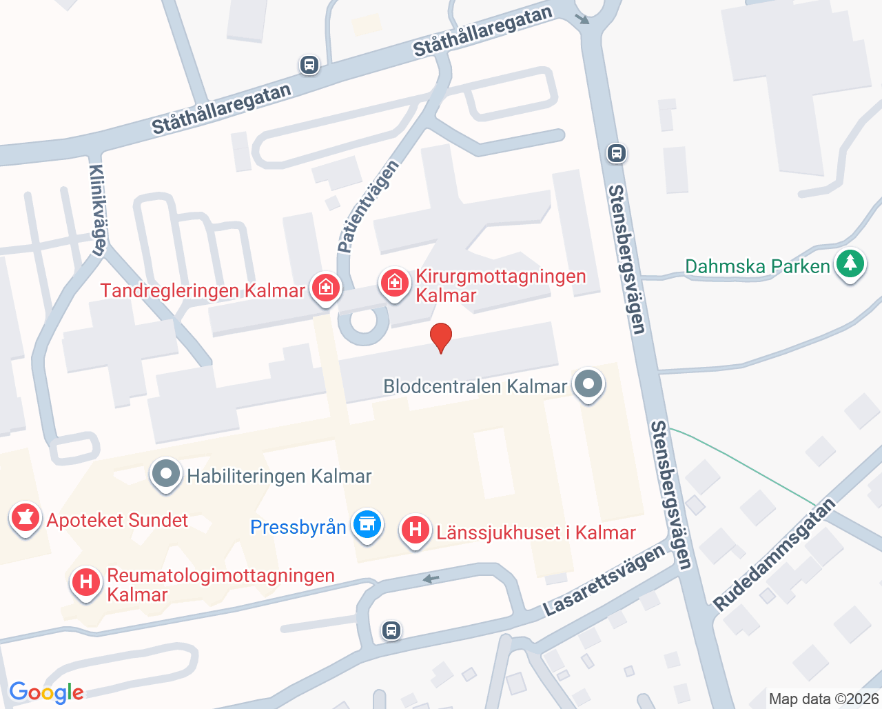 Karta till Fysiologiska kliniken Kalmar