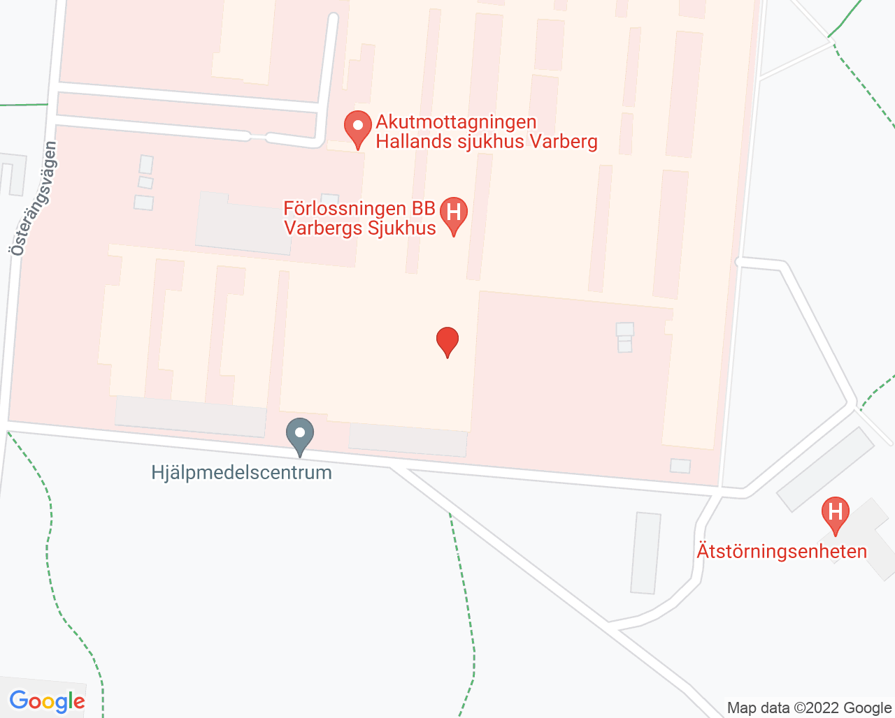 Karta till Logopedimottagningen Hallands sjukhus Varberg