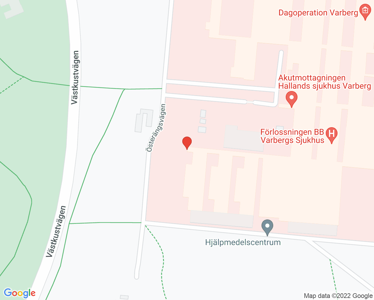 Karta till Avdelning 23 Psykiatri Varberg