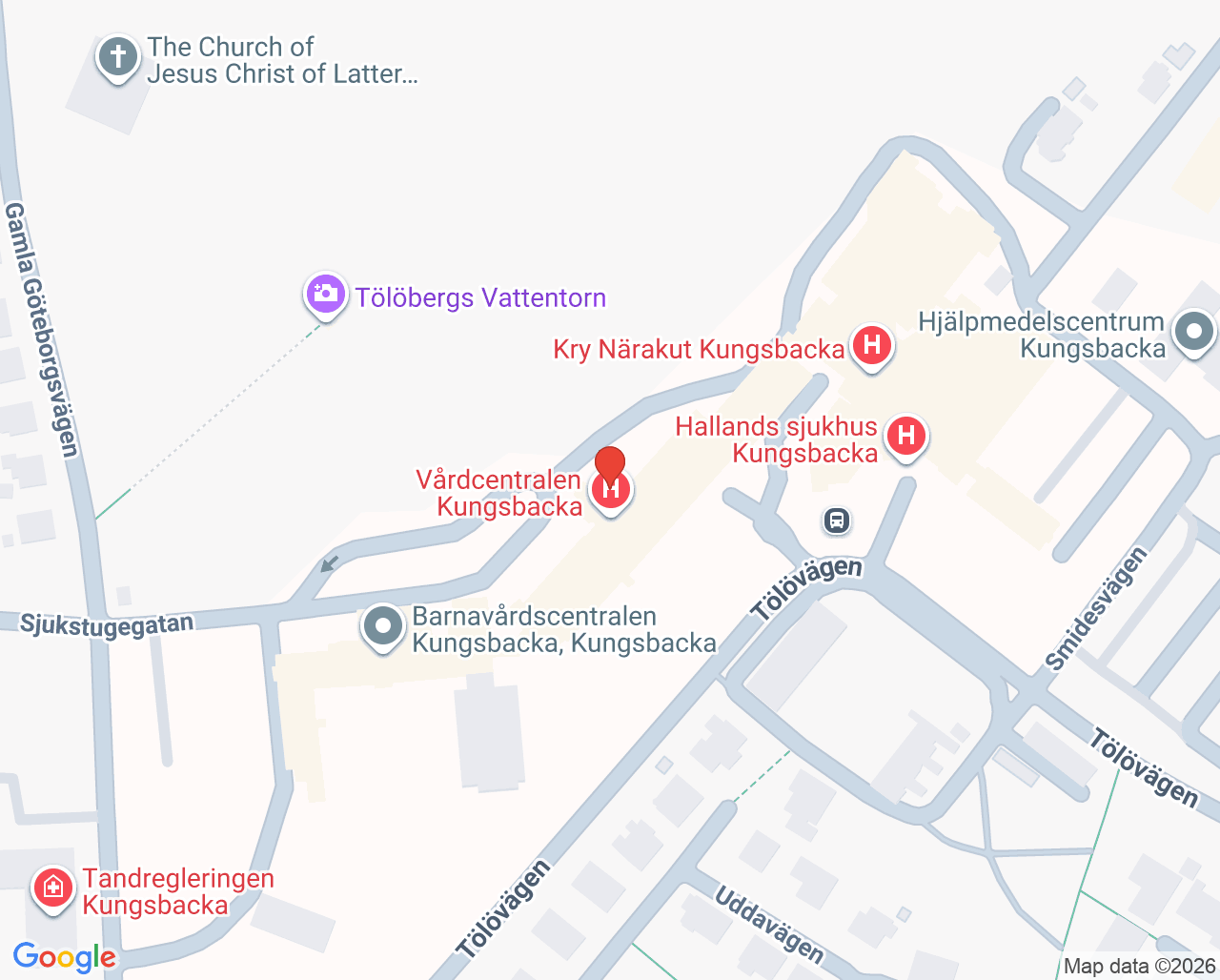 Karta till Vårdcentralen Kungsbacka