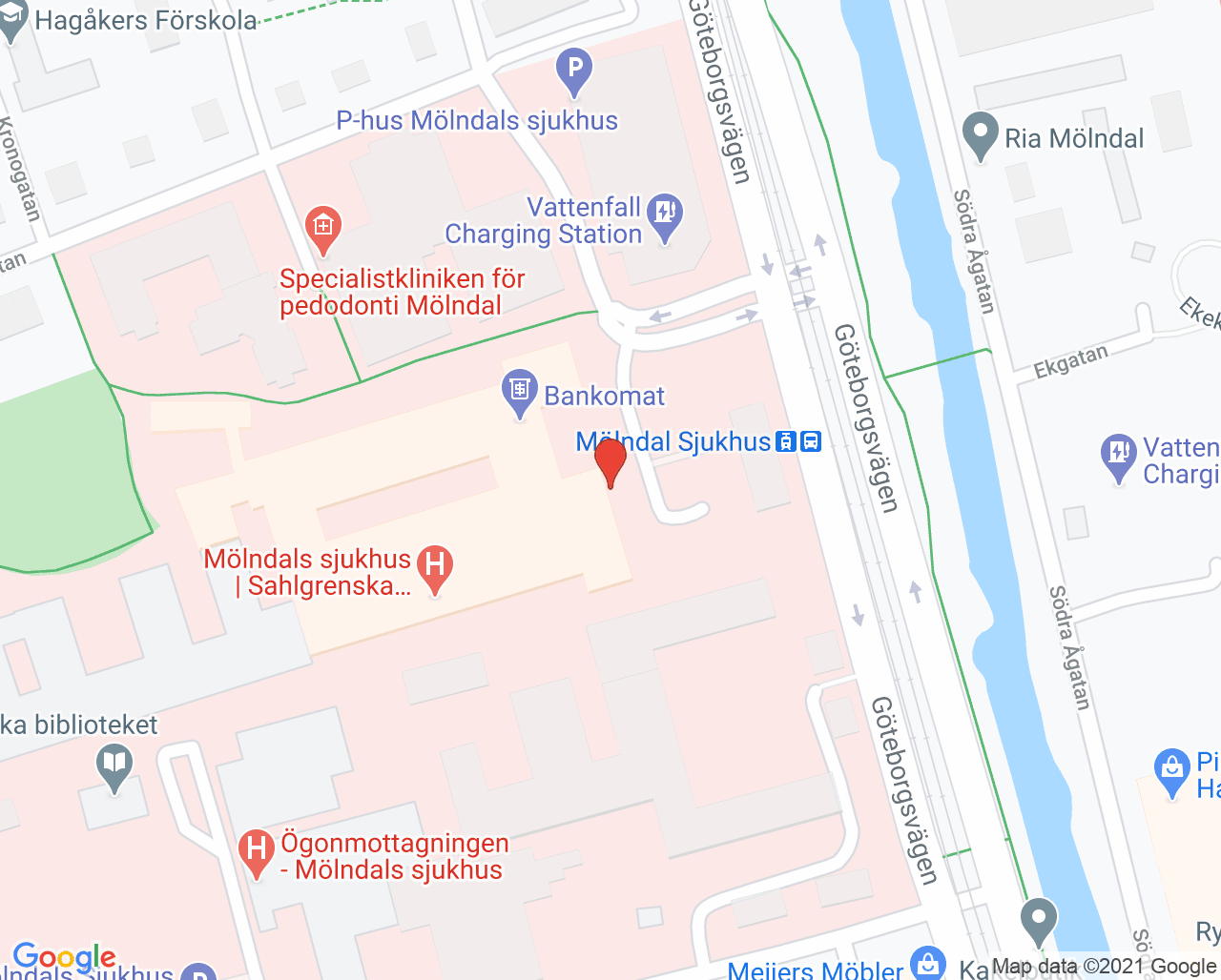 Karta till Osteoporosmottagning Mölndal, Mölndal