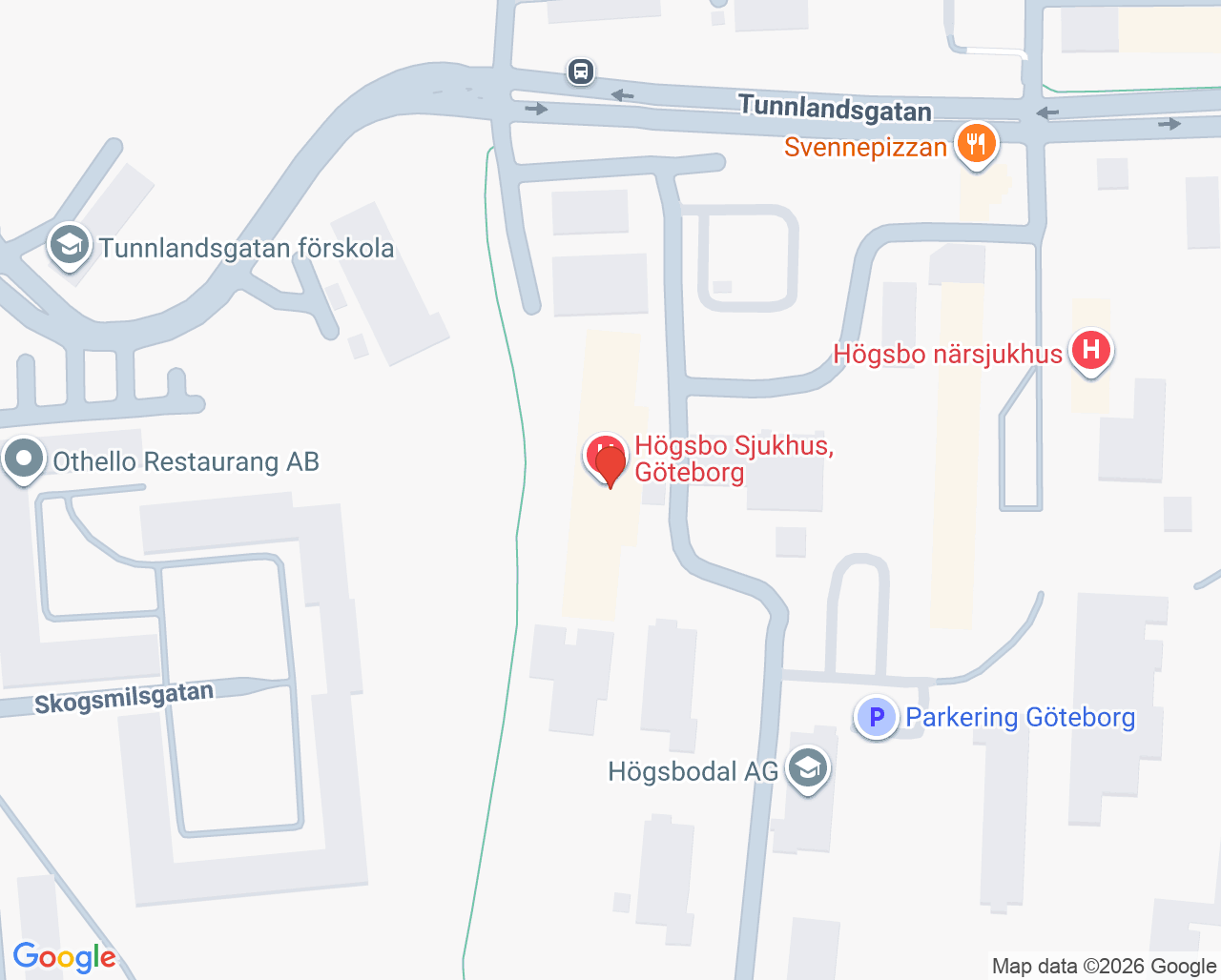 Karta till Postpoliomottagning Högsbo, Göteborg