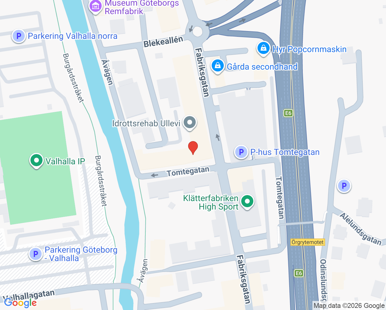 Karta till Idrottsrehab Ullevi Lisa Alm, Göteborg
