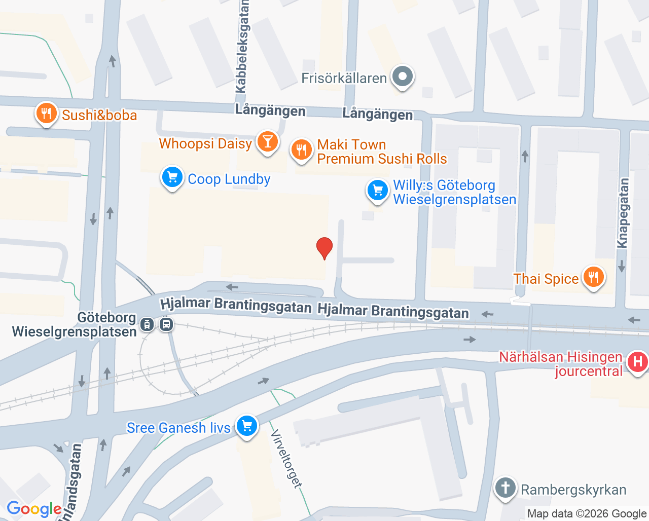 Karta till Capio Vårdcentral Lundby, Lundby