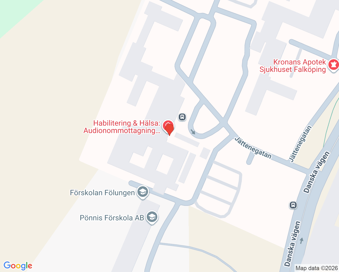 Karta till Närhälsan Mösseberg vårdcentral, Falköping