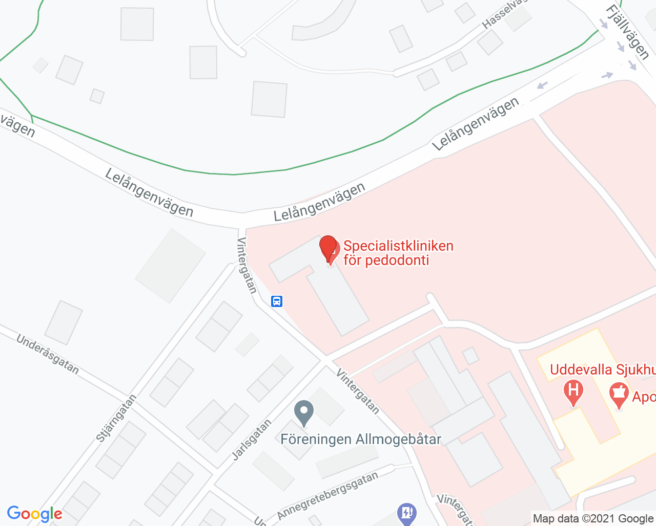 Karta till Specialistkliniken för parodontologi Uddevalla, Uddevalla