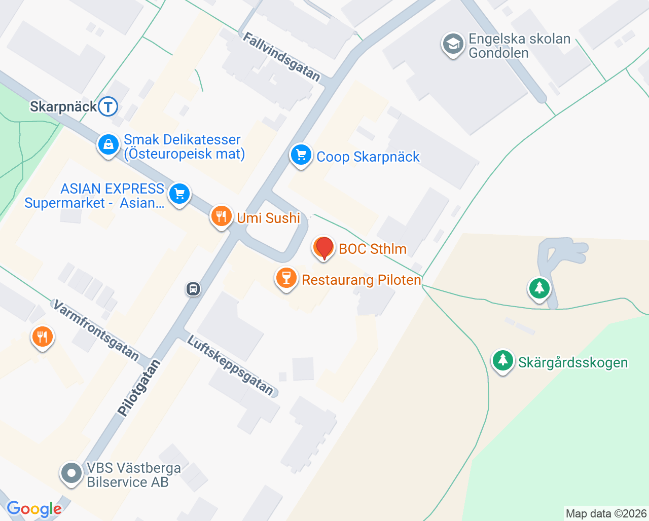 Karta till Tandvision Skarpnäck, Skarpnäck