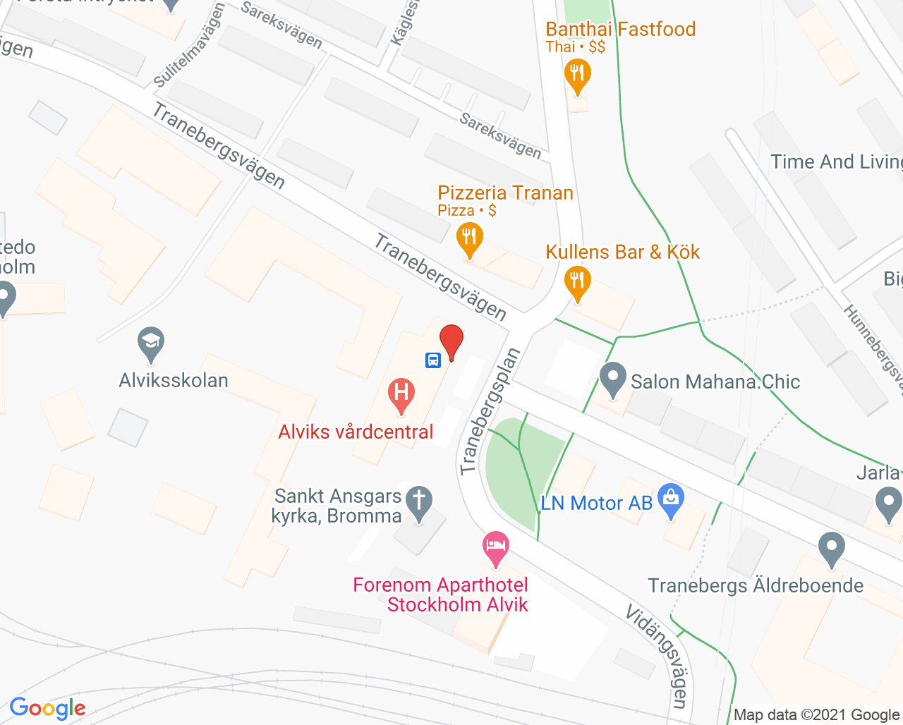 Karta till ABA Ögonklinik i Alvik