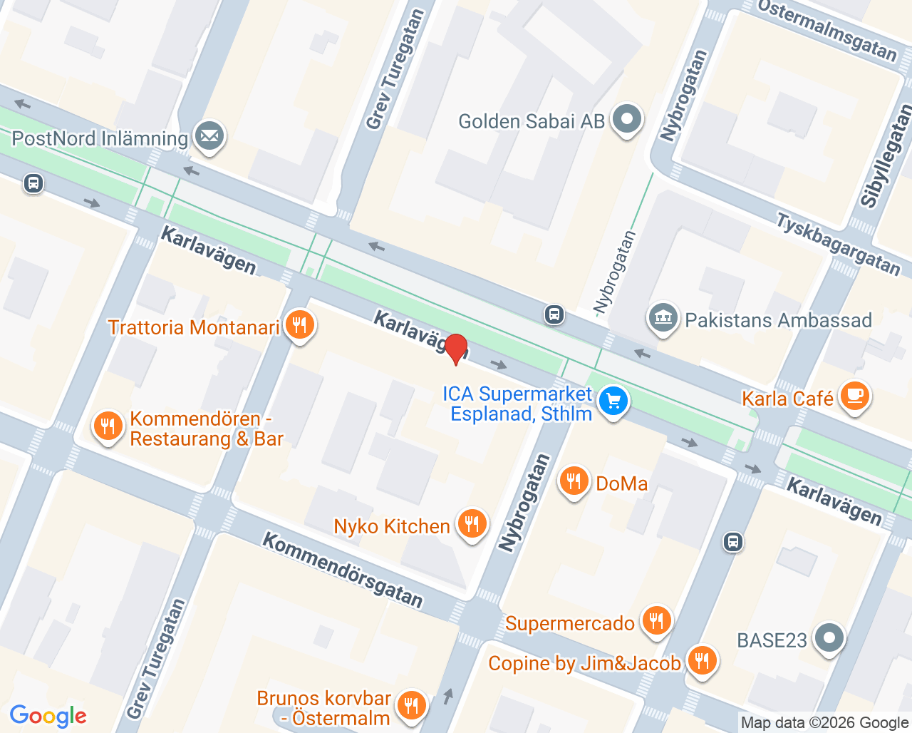 Karta till A-Dental AB, Östermalm