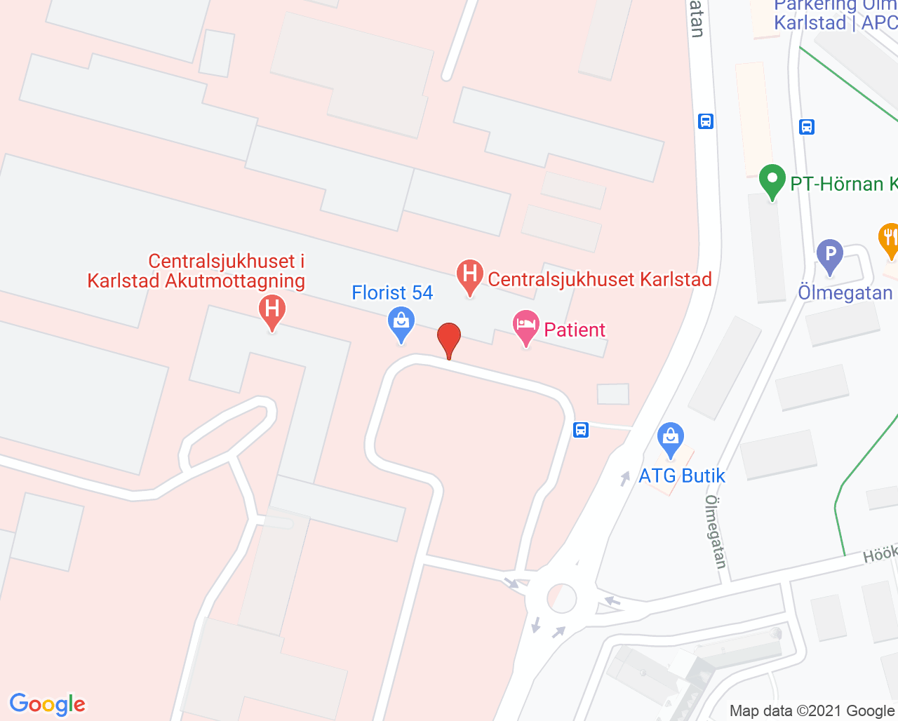 Karta till Sprututbytesmottagningen Centralsjukhuset Karlstad