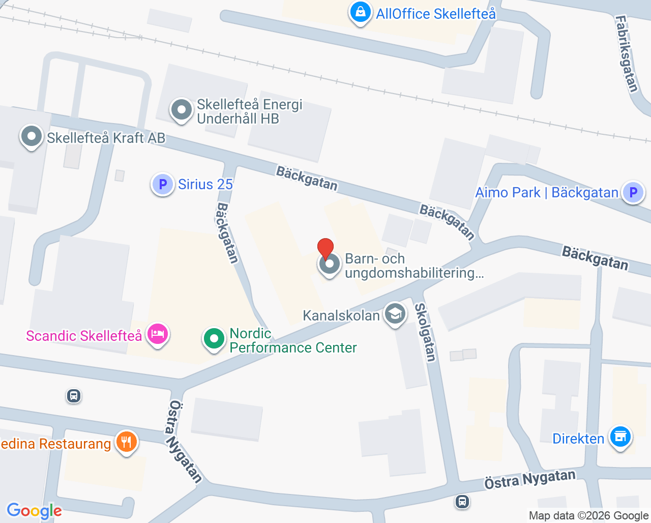 Karta till Vuxenhabilitering råd och stöd Skellefteå