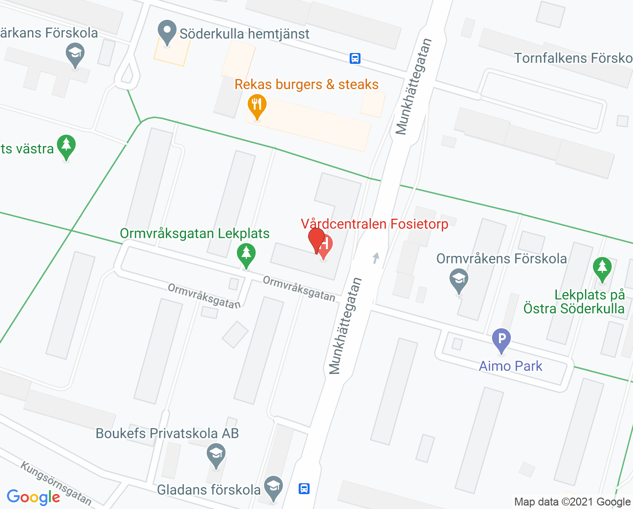 Karta till Vårdcentralen Fosietorp