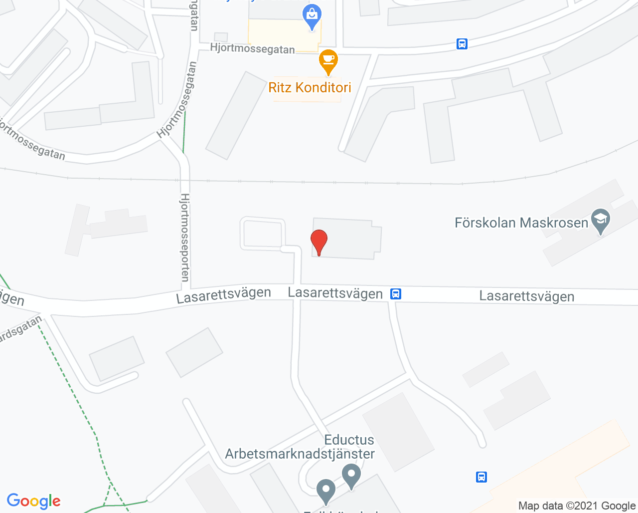 Karta till Capio Rehab Hjortmossen