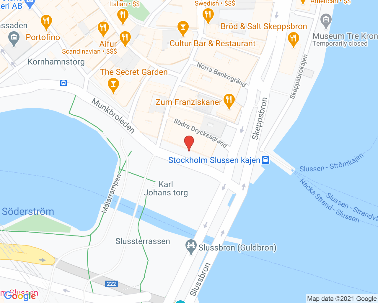 Karta till VaccinDirekt Slussen, Gamla stan