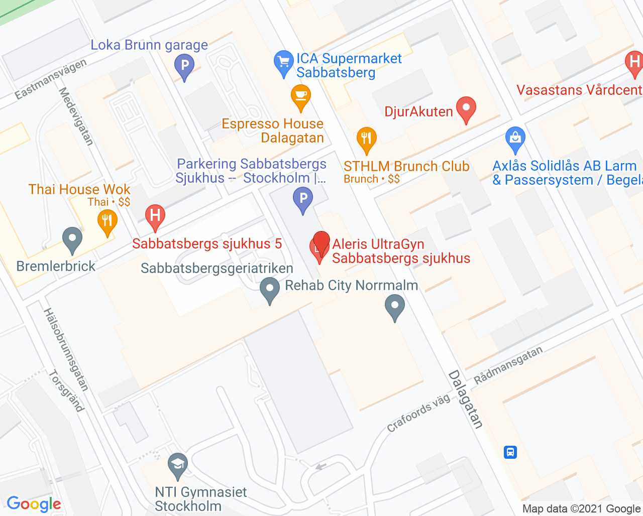 Karta till Evidia Sabbatsberg Mammografi