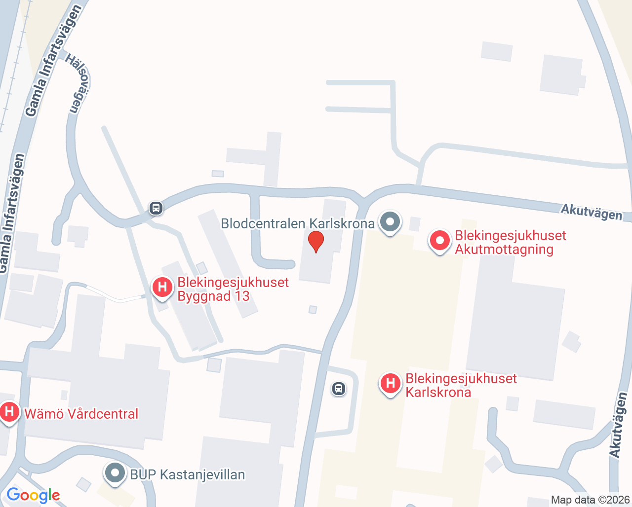 Karta till Beroendeavdelning, Karlskrona