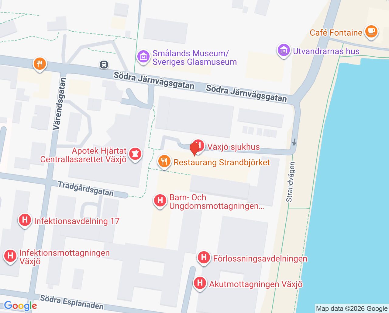 Karta till Medicinavdelning 4 Växjö