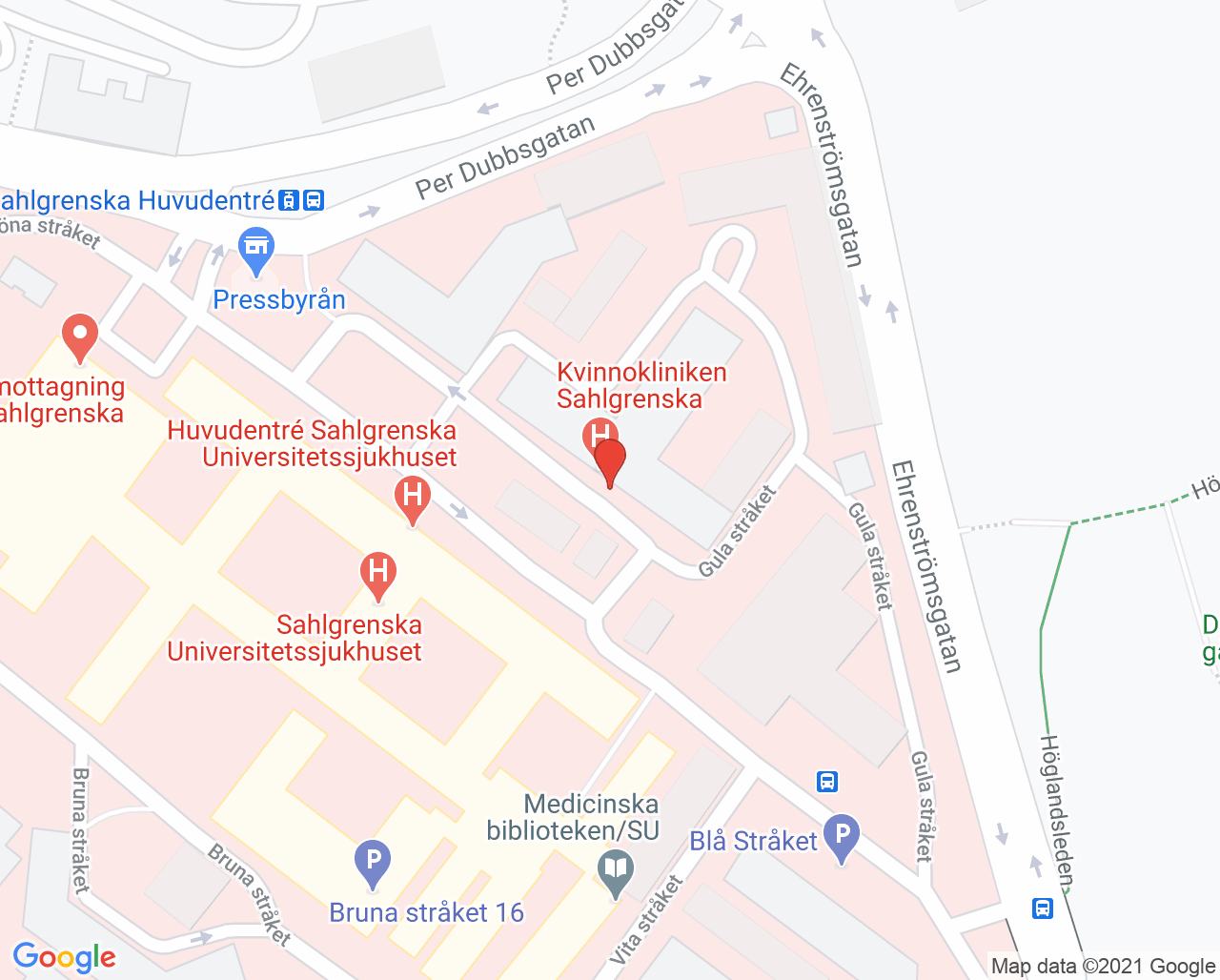 Karta till Operation 4 postoperativ vård, Göteborg