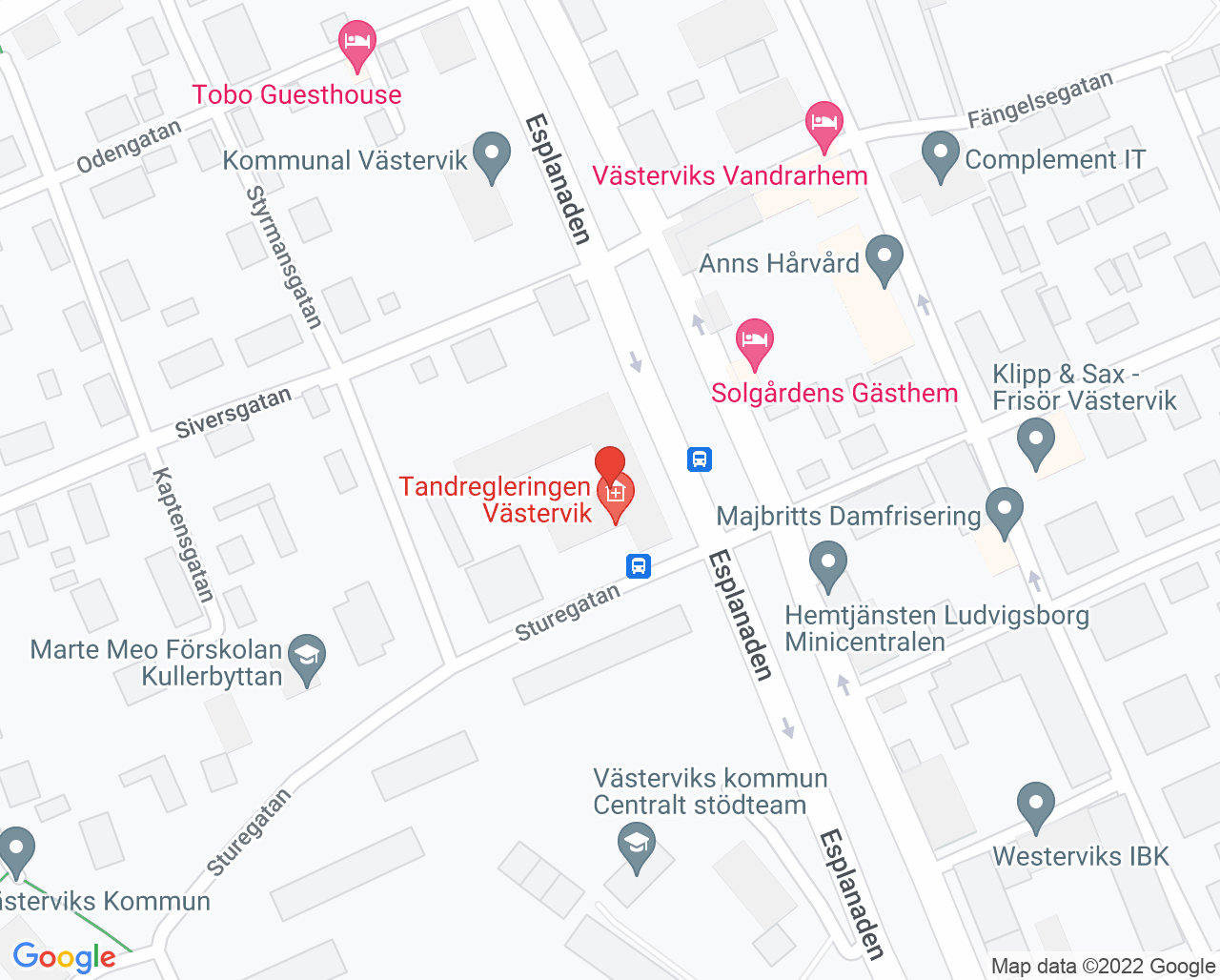 Karta till Esplanadens hälsocentral