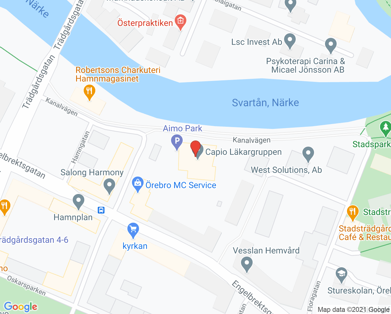 Karta till Capio Läkargruppen Kvinnomottagningen, Örebro