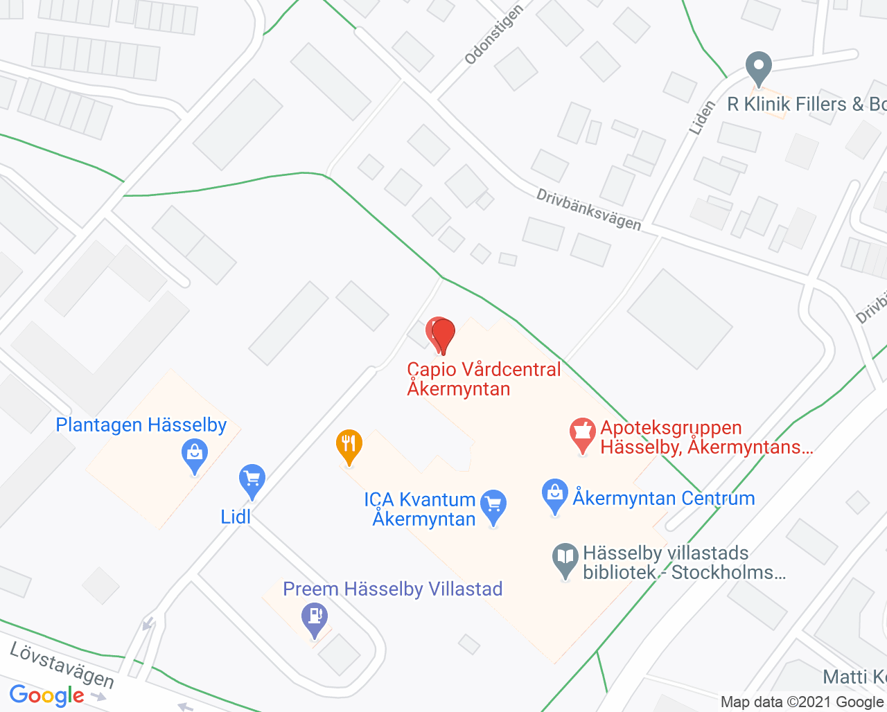 Karta till Capio Åkermyntan BMM, Hässelby/Vällingby