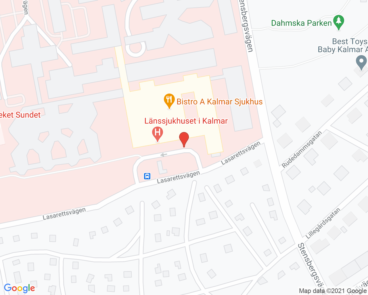 Karta till Akutmottagningen Kalmar